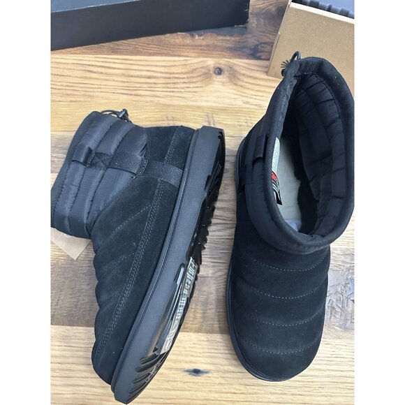 UGG Womens Boots 10 Black Classic Mini Pull On Weather Covers NEW - Picture 7 of 16